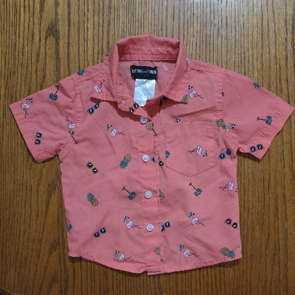 Kids Flamingo Print Shirt - Pink